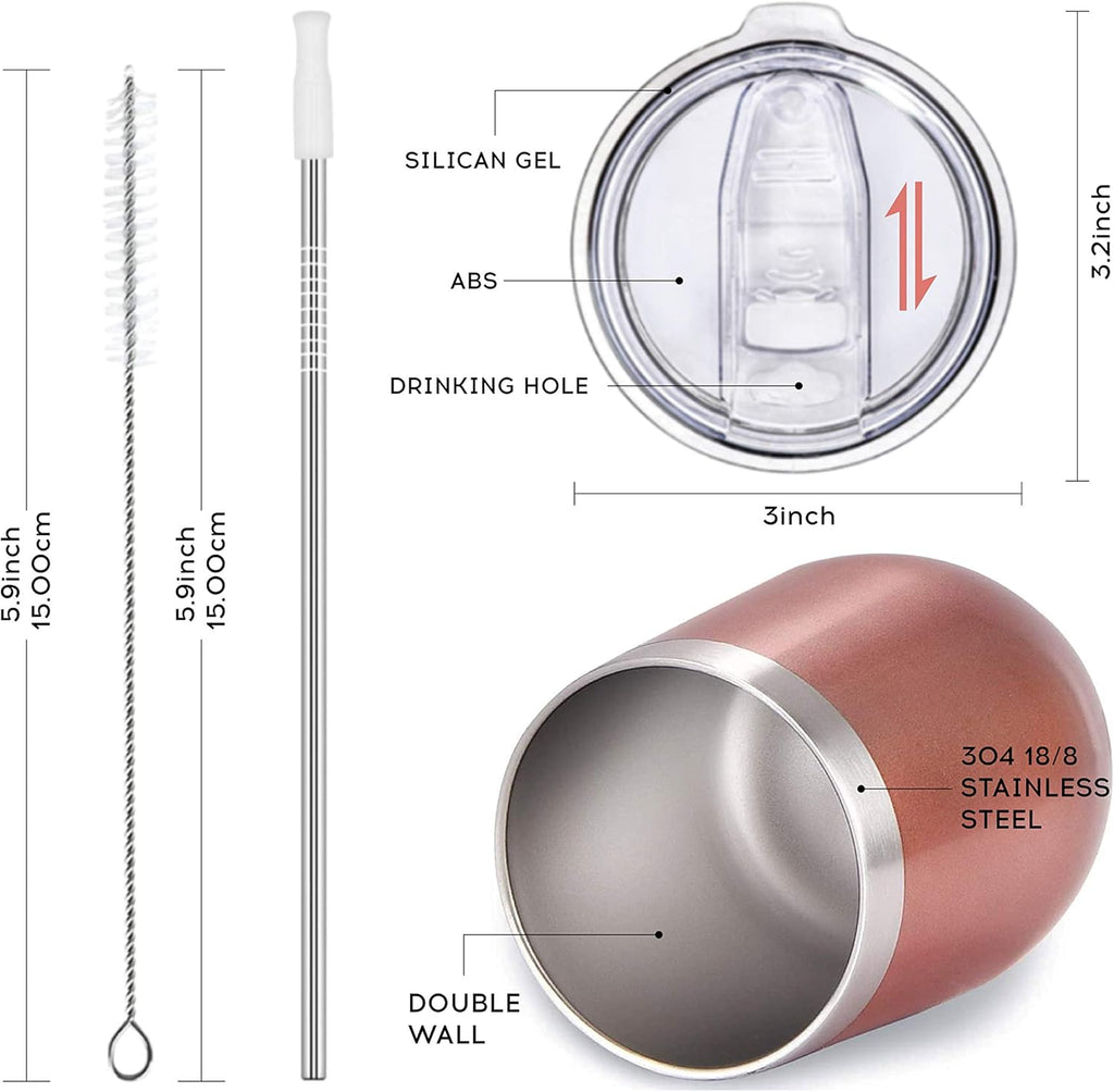 Teacher Tumbler Teacher Gifts for Women Birthday Valentines Graduation End of Year Christmas Appreciation Gifts Stainless Steel Wine Tumbler with Lid and Straw 12 OZ Rose Gold